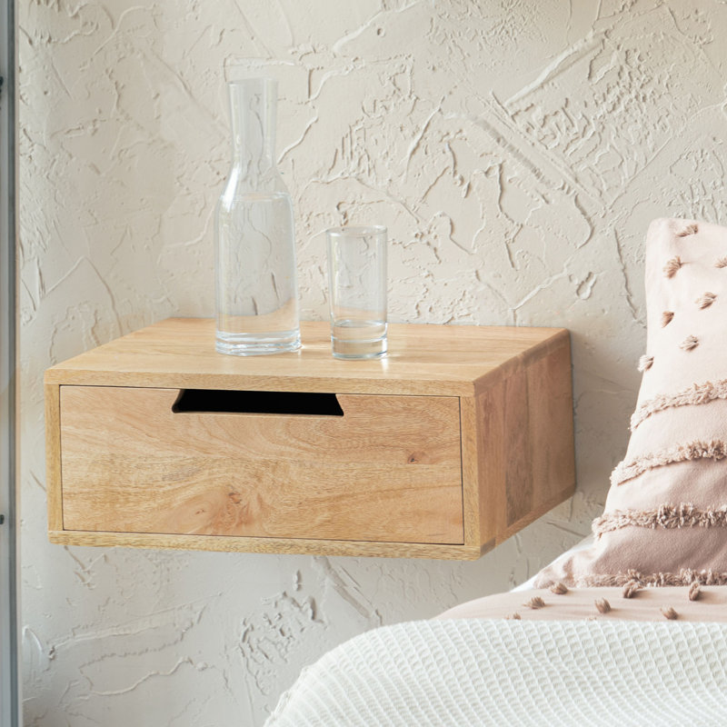 Davyen 20" Solid Wood Wall-Mounted Floating Nightstand