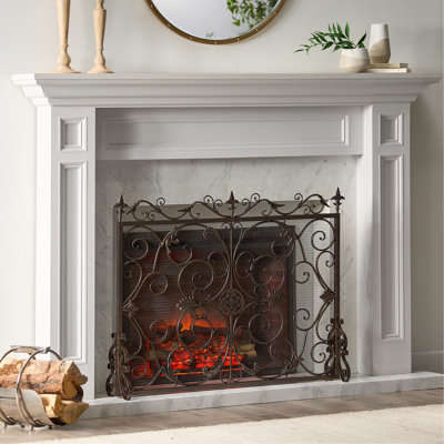 Changeable Iron Fireplace Screen - Ornate Details, For Black And Gold Esteemed Ornamentation,