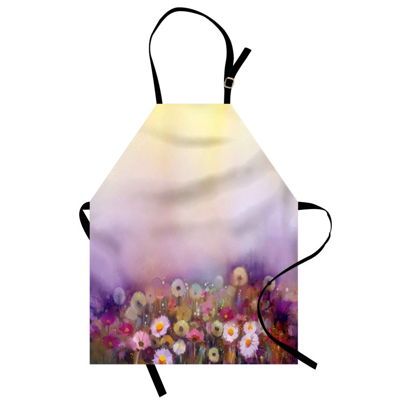 Tablier floral East Urban Home unisexe, différents types de fleurs, taille adulte, rose lilas