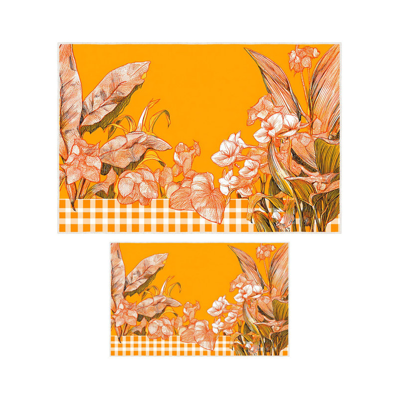 Non-Slip Bathmat Set (2 Pieces), Yellow Polyester, 19.7 x 23.6 inches & 23.6 x 39.4 inches | 100% Polyester, 650 g/m², Pile Height: 0.2 inches | Machine Washable, Durable Dot Base, Perfect for Home Bathroom Decor