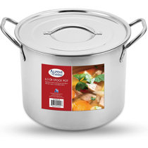 Alpine Cuisine 8pc Set Aluminum Caldero Stock Pot with Glass Lid, Cooking  Dutch Oven Performance for Even Heat Distribution, Perfect for Serving  Large & Small Groups, Riveted Handles Commercial Grade 