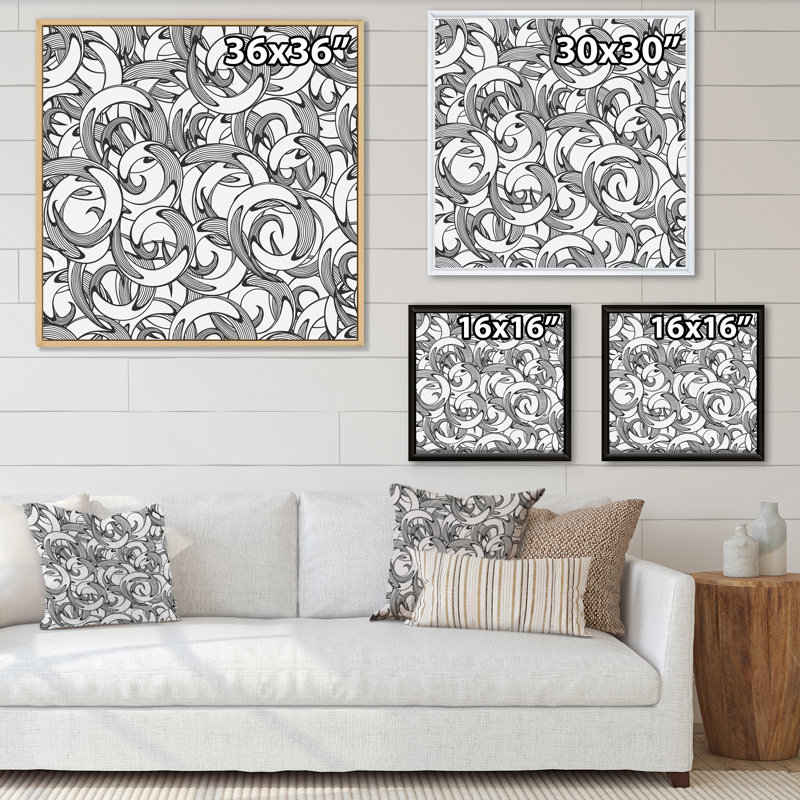 Formes monochromes organiques IV - Impression sur toile, Cadre flottant noir, H 16 po x l 16 po
