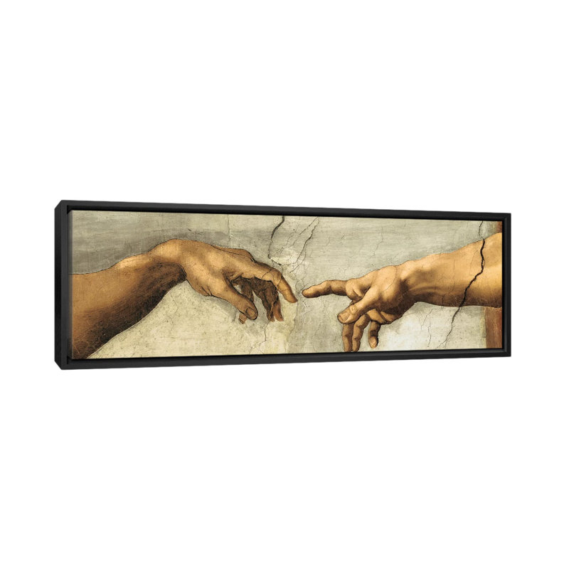Creazione Di Adamo, Detail by Michelangelo - Unframed Panoramic Gallery-Wrapped Canvas Giclée on Canvas, Black Framed Canvas