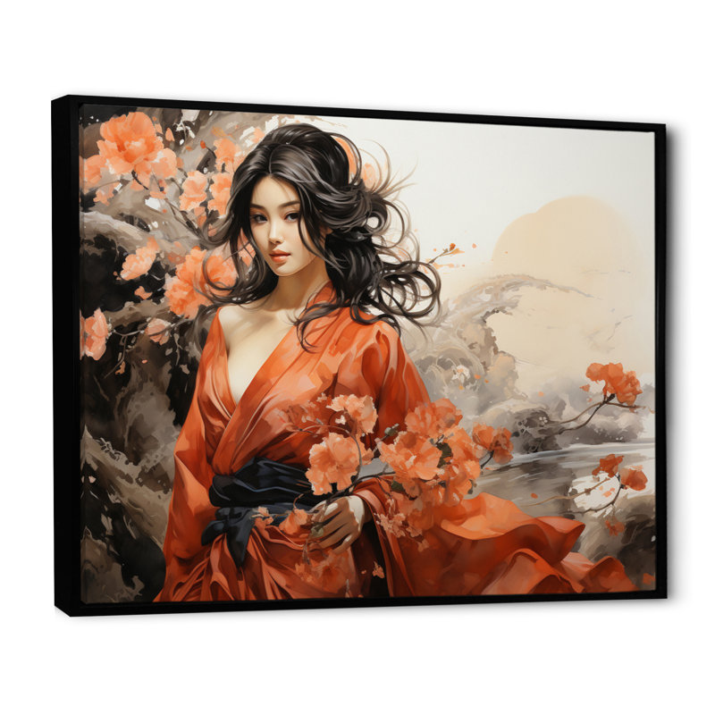 Asian Asian Beauty II - imprimé, Cadre flottant noir, H 34 po x l 44 po x P 1,5 po