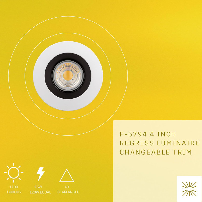 Éclairage encastré 4 "rond 15W? 1100 lumens blanc froid 41k, Noir / blanc