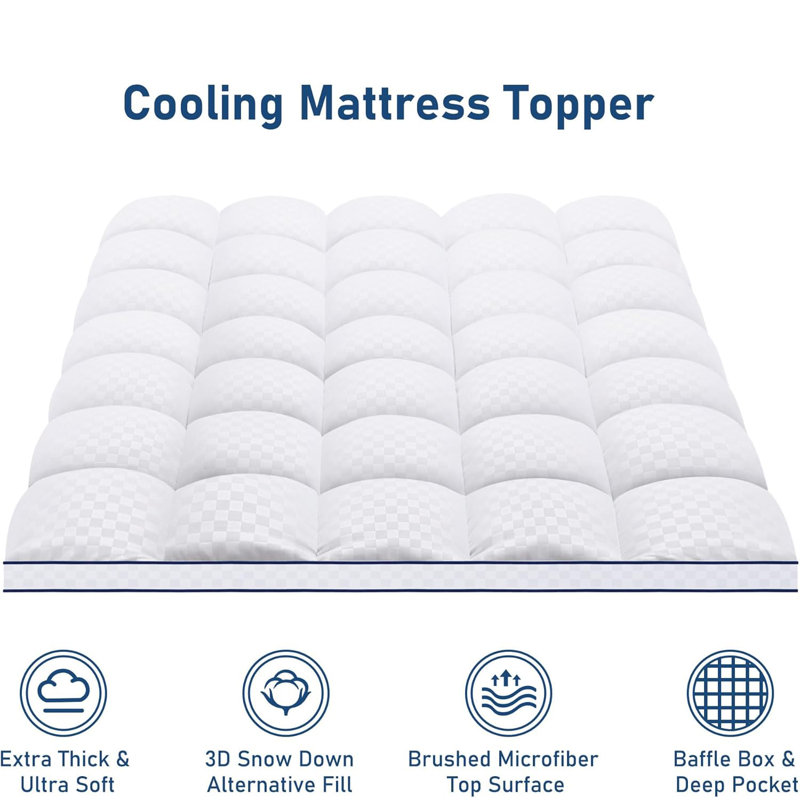 Queen White Down Alternative Pillowtop Mattress Topper
