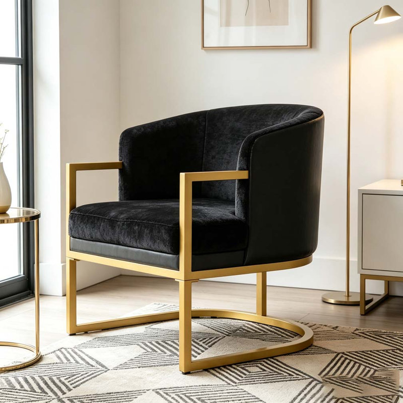 Chaise de lecture rembourrée Modern, Noir
