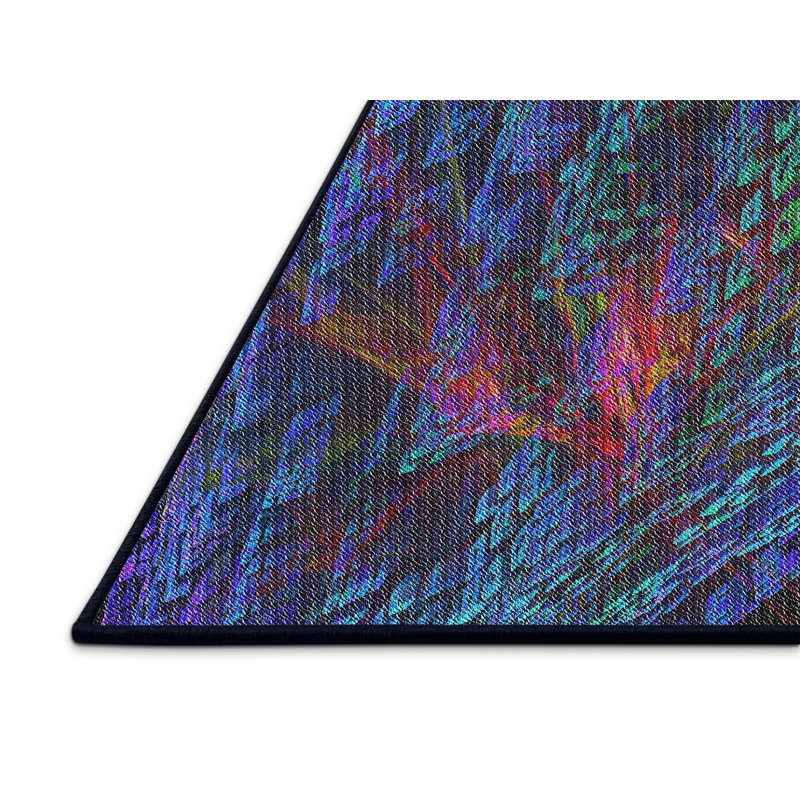 Tapis à tisser bleu/rose/noir, Rectangle 7 pi x 10 pi