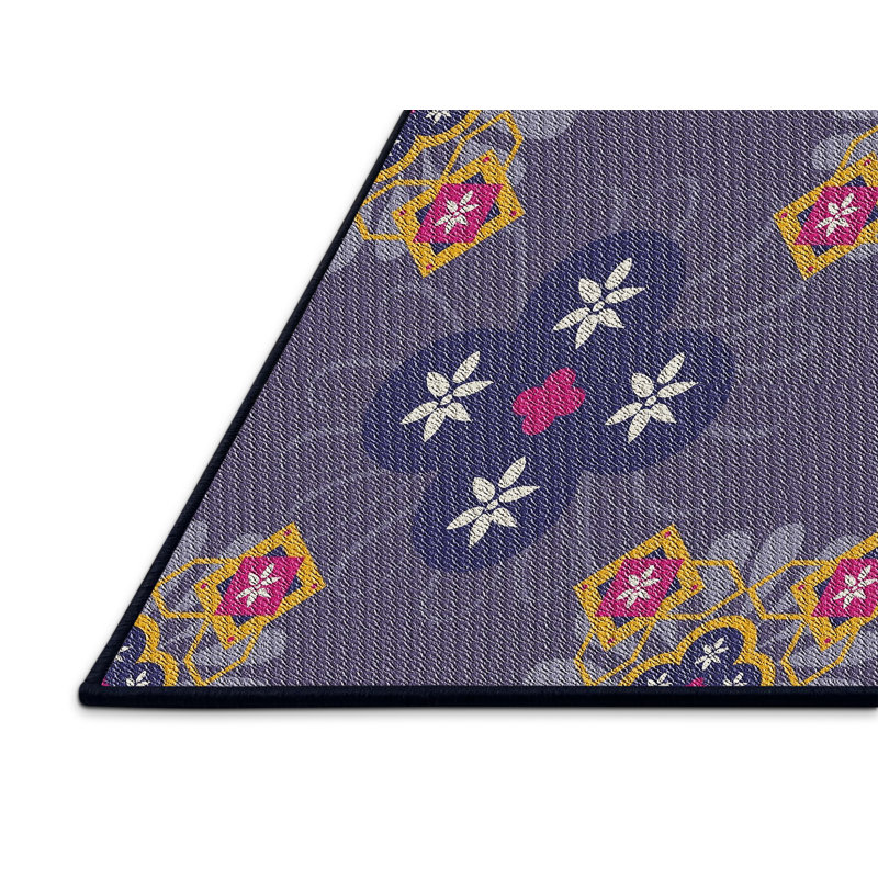 Tapis de puissance mauve/rose/bleu marine, Rectangle 5 pi x 7 pi