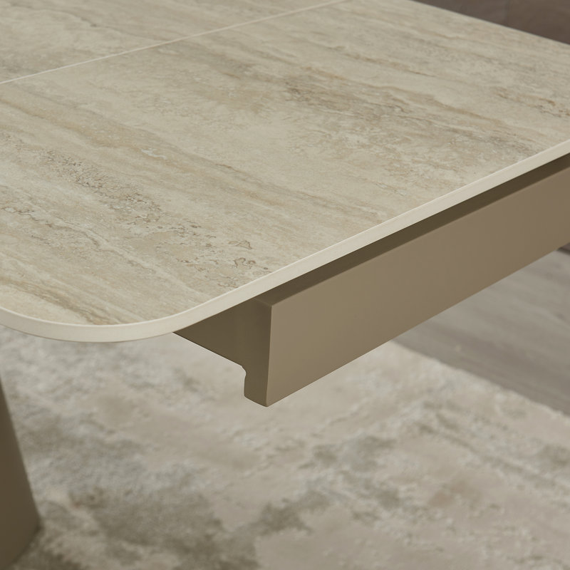 Table de salle à manger moderne extensible, plateau en pierre frittée, pour le divertissement à domicile