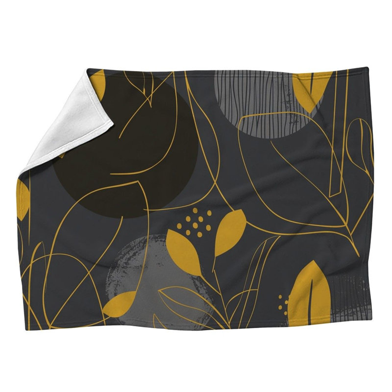 Jeté en molleton Botanical Shapes - Jetés abstraits pour canapés ou lits, L 60 po x L 80 po