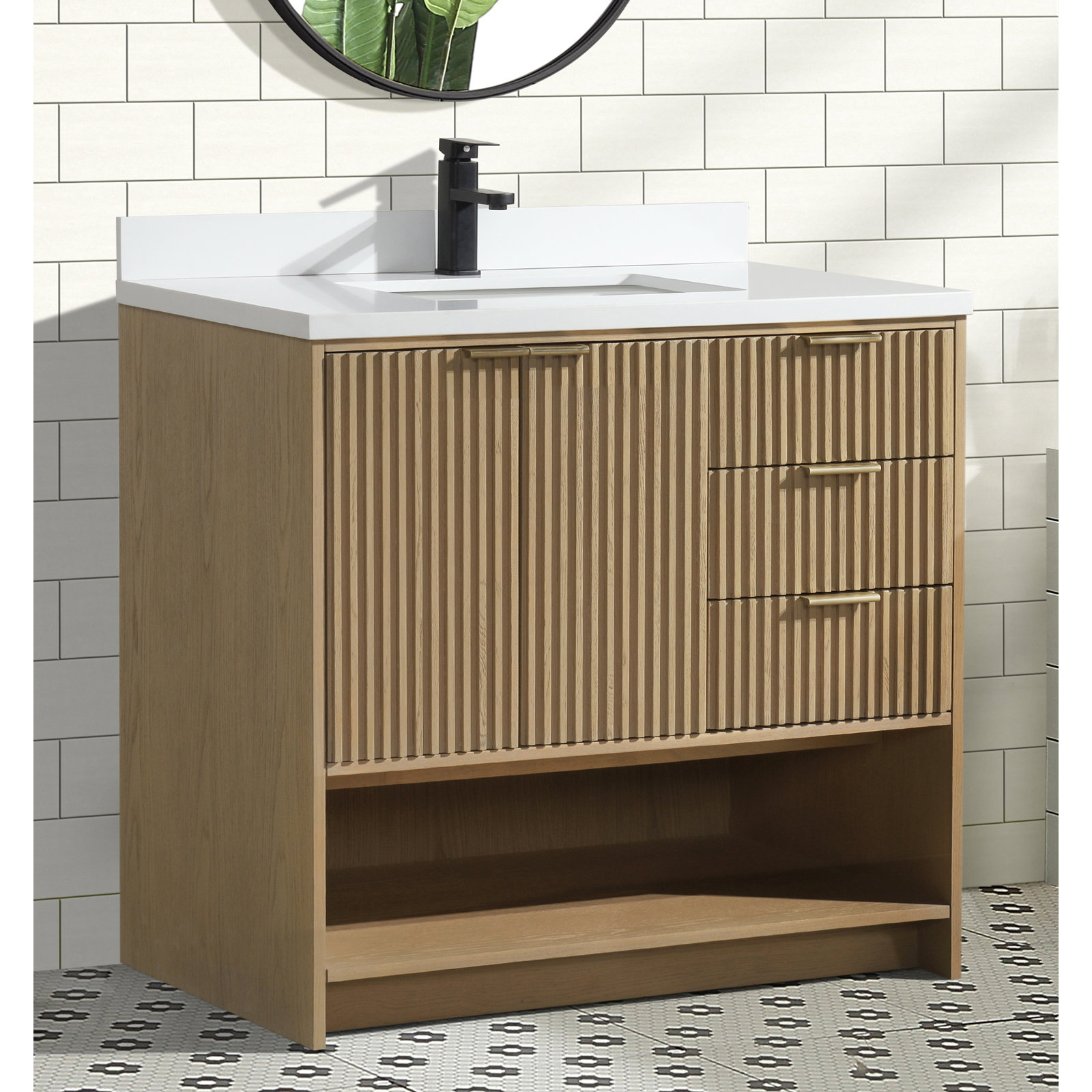 Anelie 36" Oak Single Bathroom Vanity