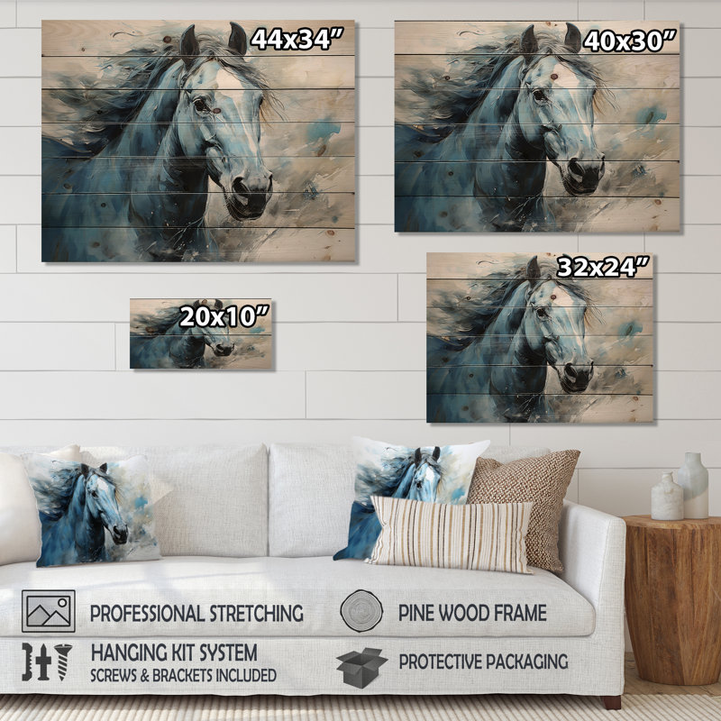 Klinges - Décoration murale animaux sur bois de pin naturel, H 34 po x l 44 po