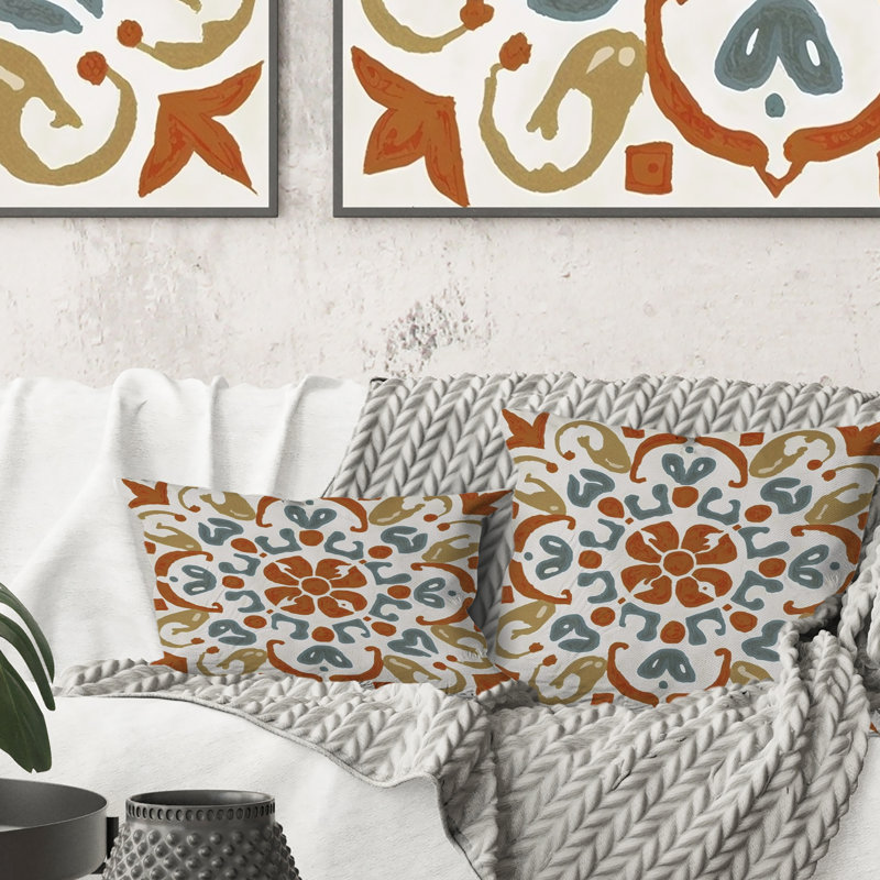 Moroccan Tiles In Earth Tones V - Coussin décoratif à imprimé abstrait
