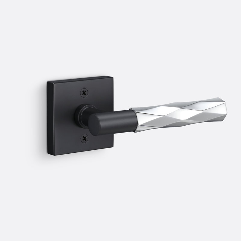 Aspra Square Dummy Rosette, Vertex Grip, Satin Brass/Satin Nickel, Single Dummy