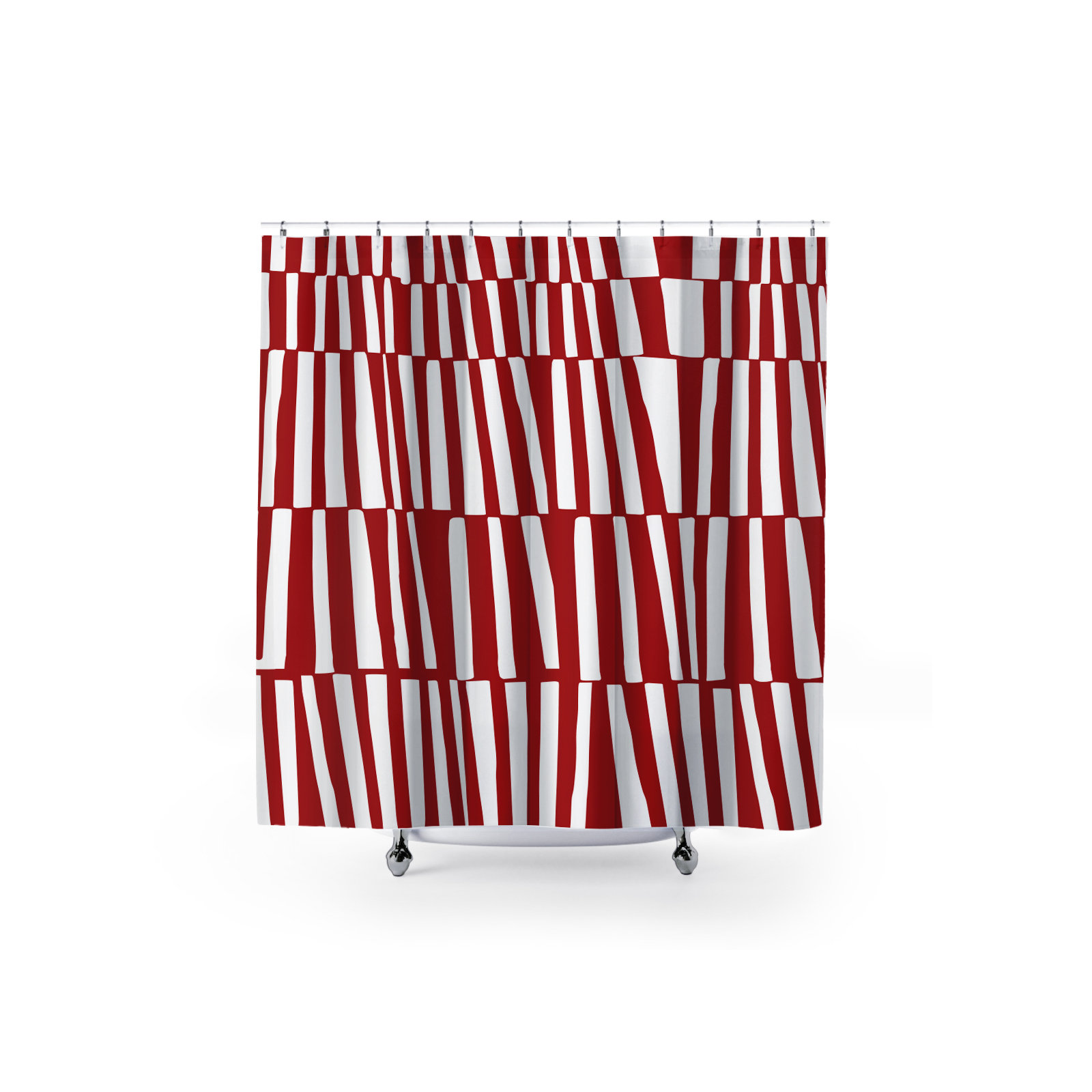Thora Abstract Mid-Century Shower Curtain, Red