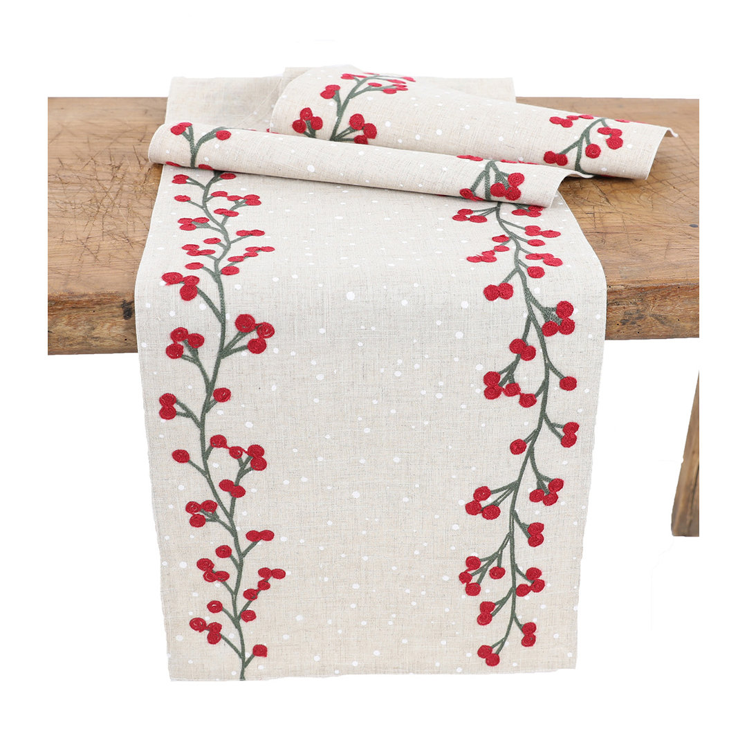 Jager Branch Crewel Embroidered Table Runner The Holiday Aisle®