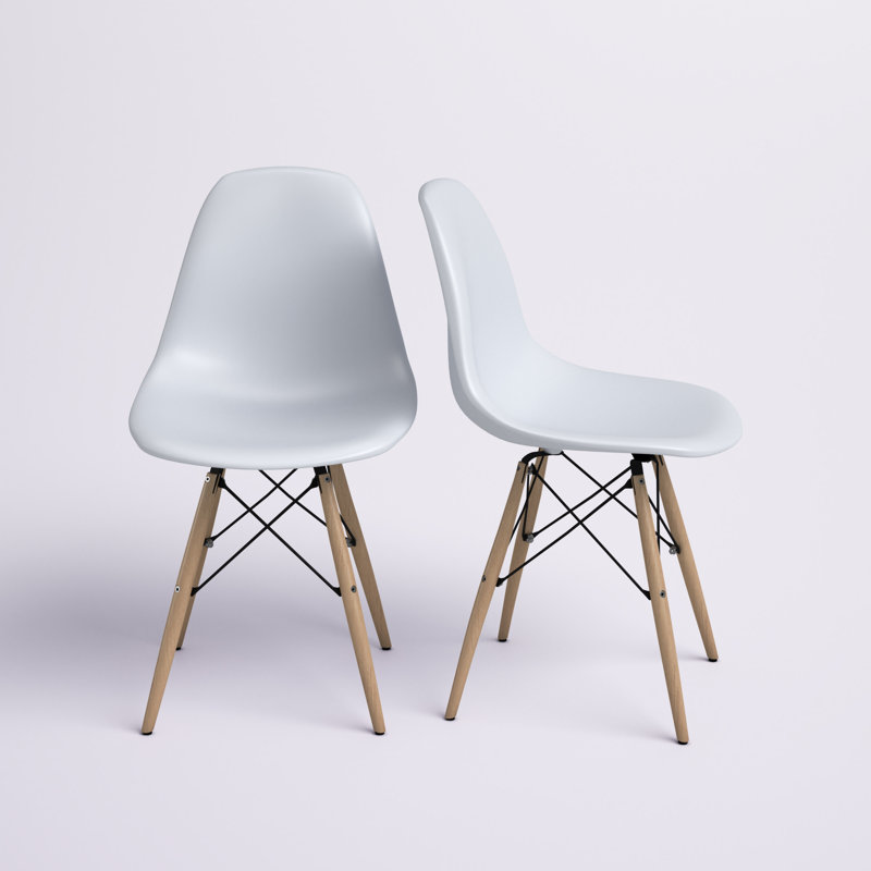 White Mid-centry Pyramid Base Dining Chairs
