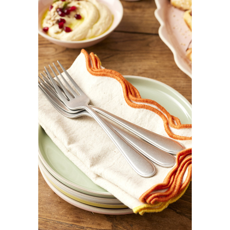 Jamie Oliver Big Love Neat Napkins, Set of 4 Mixed Colour Scalloped Edge, Linen-Cotton Blend, 45cm