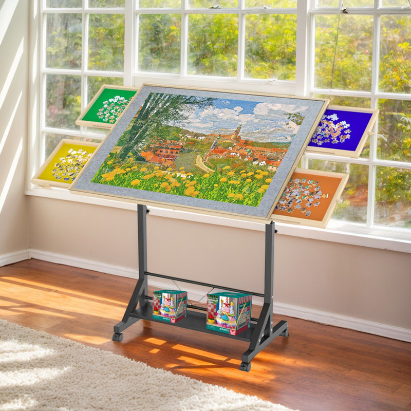 Wooden 1500 Piece Puzzle Table with Drawer