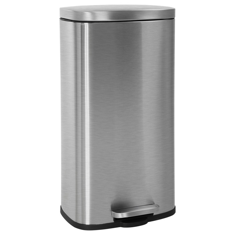 Steel Step On Kitchen Trash Can, 8 Gallon Stainless Steel Garbage Bin with Pedal Lid for Kitchen, Bathroom and Bedroom Use