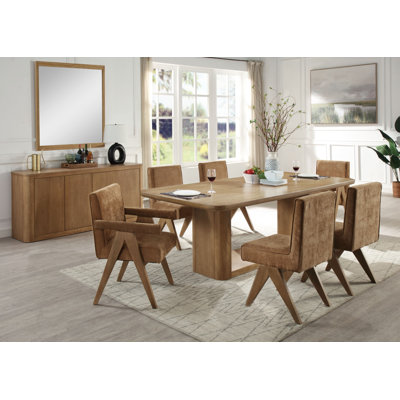 8Piece Dining Set 1 Rectangular Dining Table 6 Chairs And 1 Server