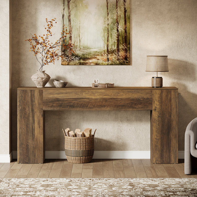 180cm Console Table, Dark Brown Wood