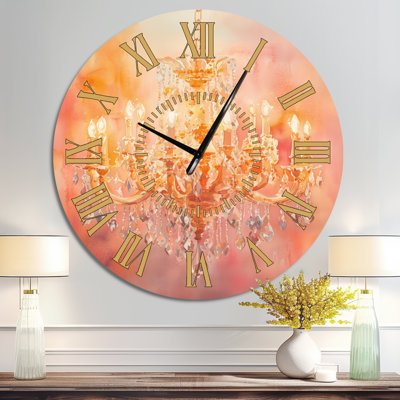 Lustre scintillant en cristal - Grande horloge murale glamour en métal