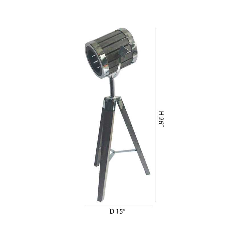 1 Light Chrome Tripod Table Lamp With A Shade