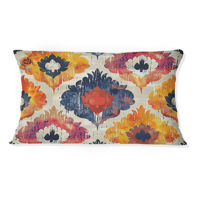 Coussin lombaire rétro rouge et noir géométrique