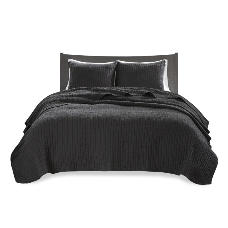 Ensemble de literie confortable en microfibre noire, style maison de campagne pour toutes les saisons