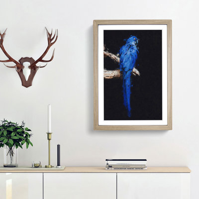 Blue Parrot in Abstract - Picture Frame Graphic Art Print