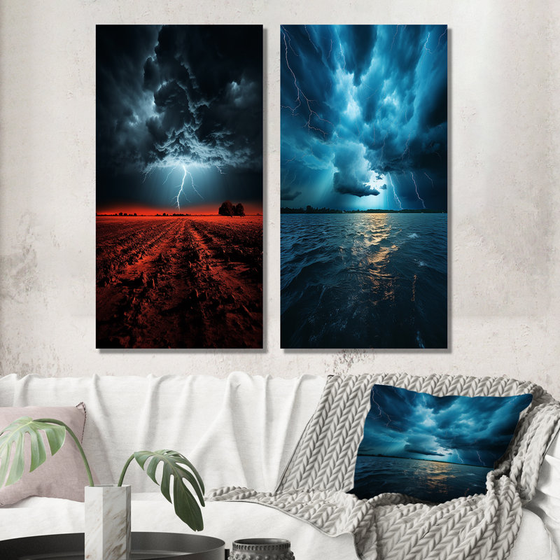 «Ethereal Lightning», 2 pièces, Toile tendue, H 40 po x l 40 po