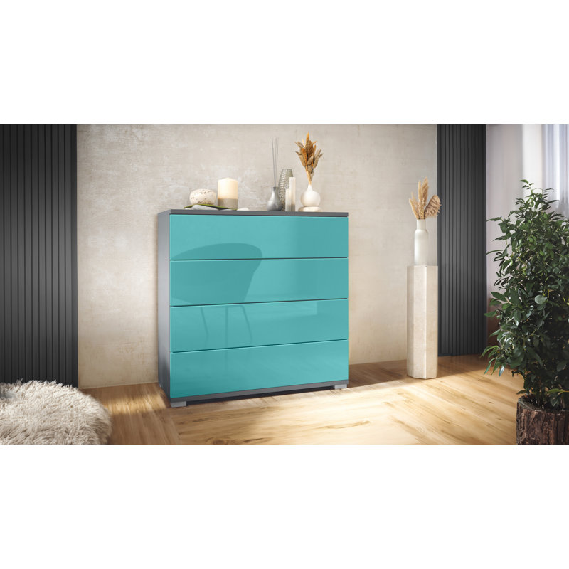 Ayomi Storage Unit Accent Chest, Anthracite/Petrol high gloss