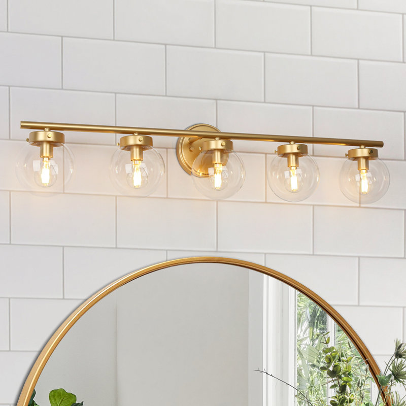 Dimmable Bathroom Vanity Light, Matte Champagne Gold, 5