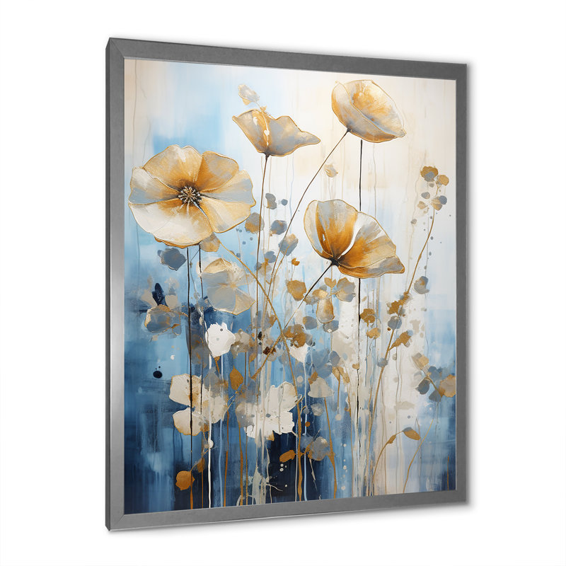 «Beige and Gold Minimalisme Botanical Serenity I», reproduction d'art sur toile, Cadre simple argenté