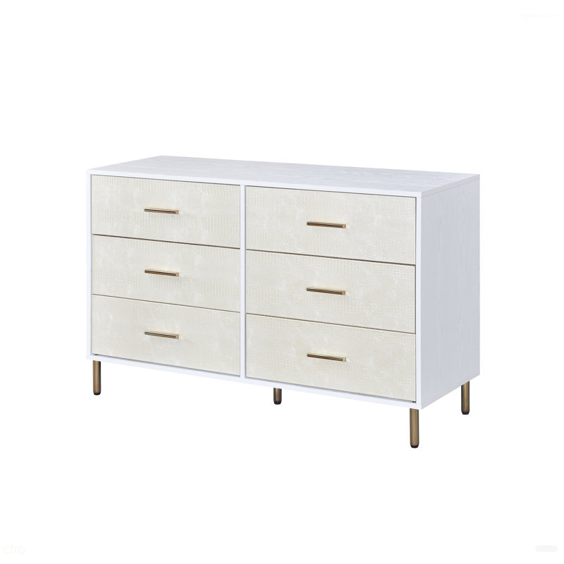 Commode blanche, champagne et or Myles