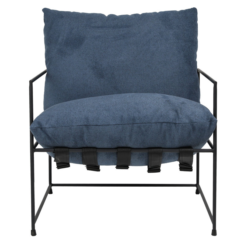 Inska Black Iron Hammock Style Occasional Chair, Green, 33" H x 28" W x 32" D