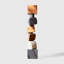Objet décoratif en bois massif brun + blanc + gris