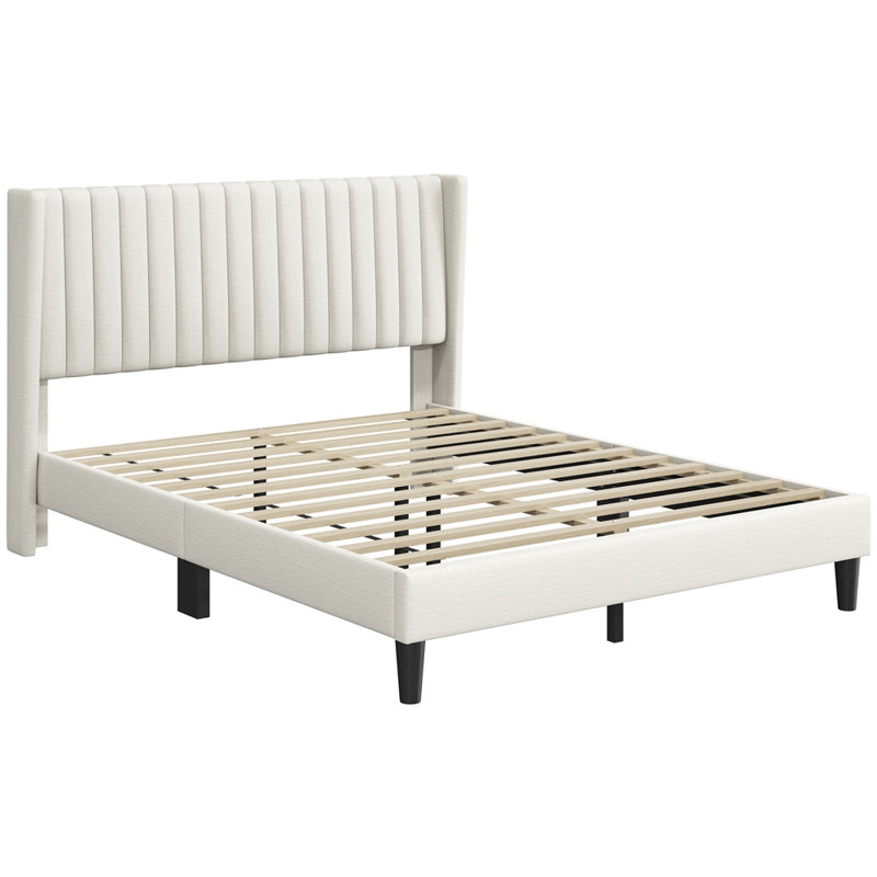 Upholstered Bed Frame with Wing Side