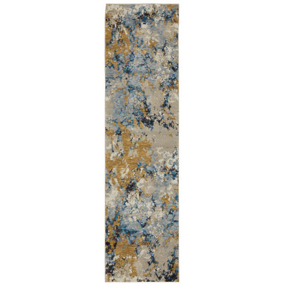 Tapis bleu abstrait Ronny