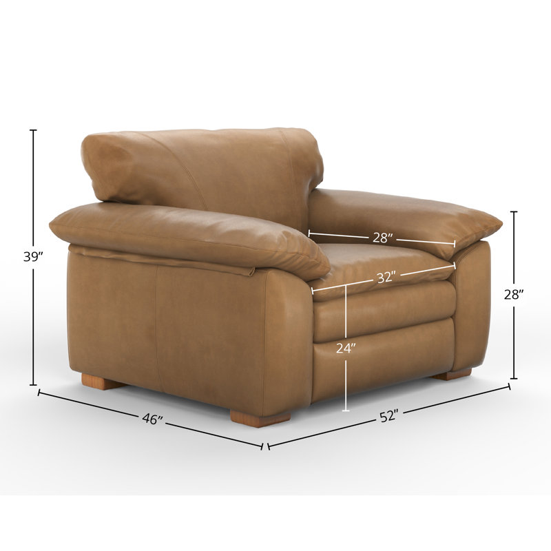 Boulder 52" Deeper and Wider 100% Full Top Grain Leather Chair and a Half, Montana Wood Genuine Leather