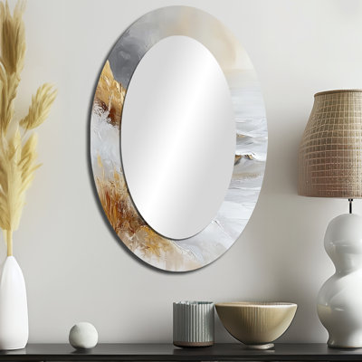 Miroir mural Pure Golden Winter Beach Landscape IV - Blanc