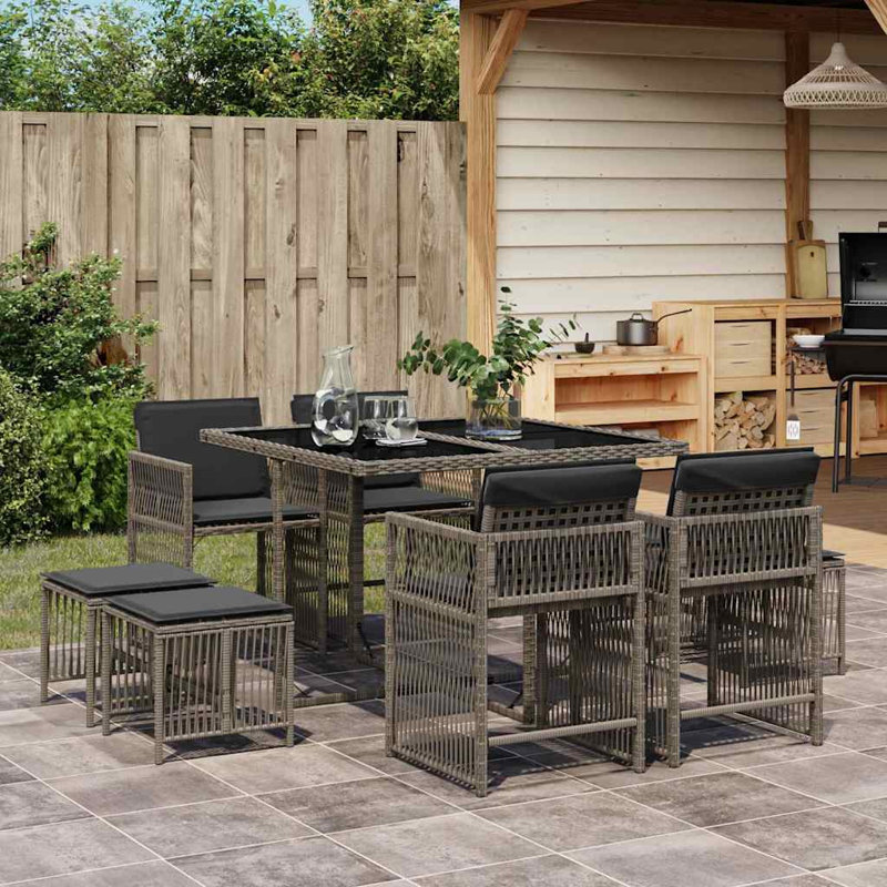 Patio Dining Set with, Grey, Grey