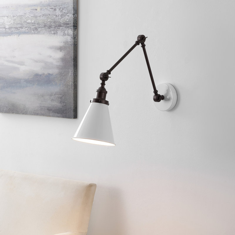 Applique murale à bras 1 lumière Kimberly, Blanc / bronze huilé, Blanc