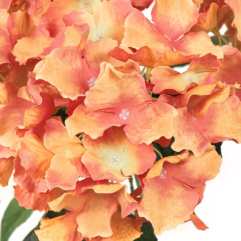 Bouquet de tiges de fleurs d'hortensia artificielles, Poussière d'orange