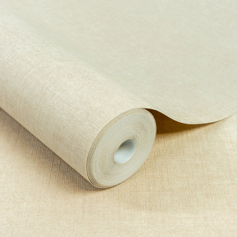 Inia Collection Textile Plain Wallpaper Roll, Dark Beige