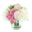 Hydrangea and Viburnum Arranged in Glass Vase