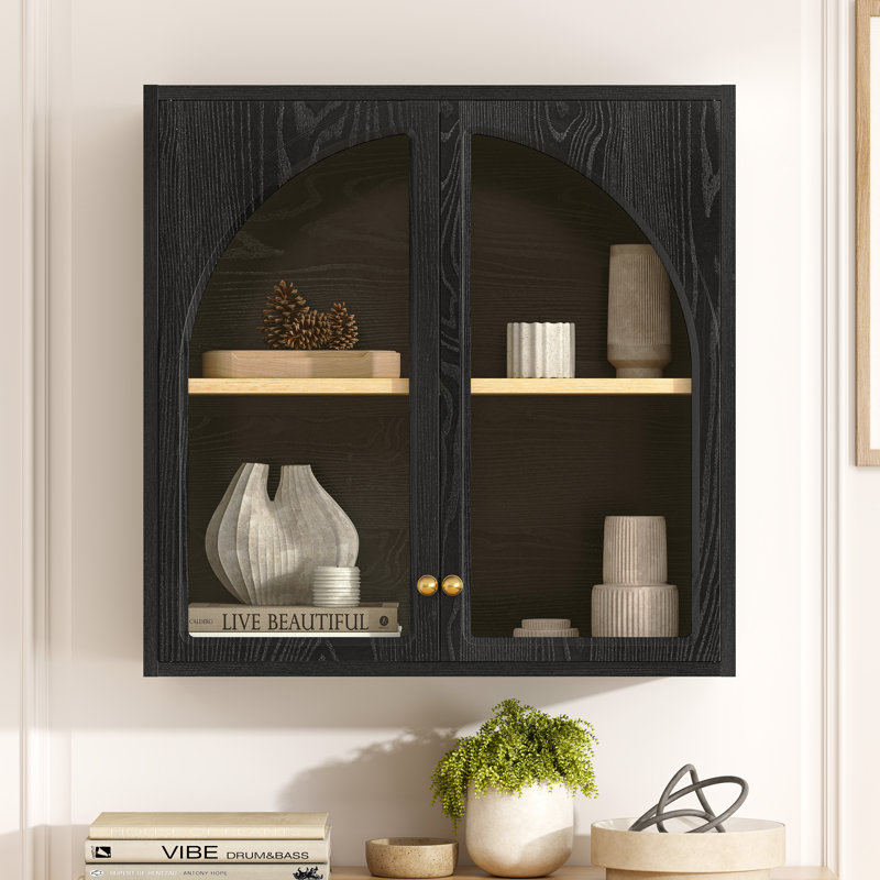Armoire murale, armoires à pharmacie avec porte arquée en acrylique, Noir