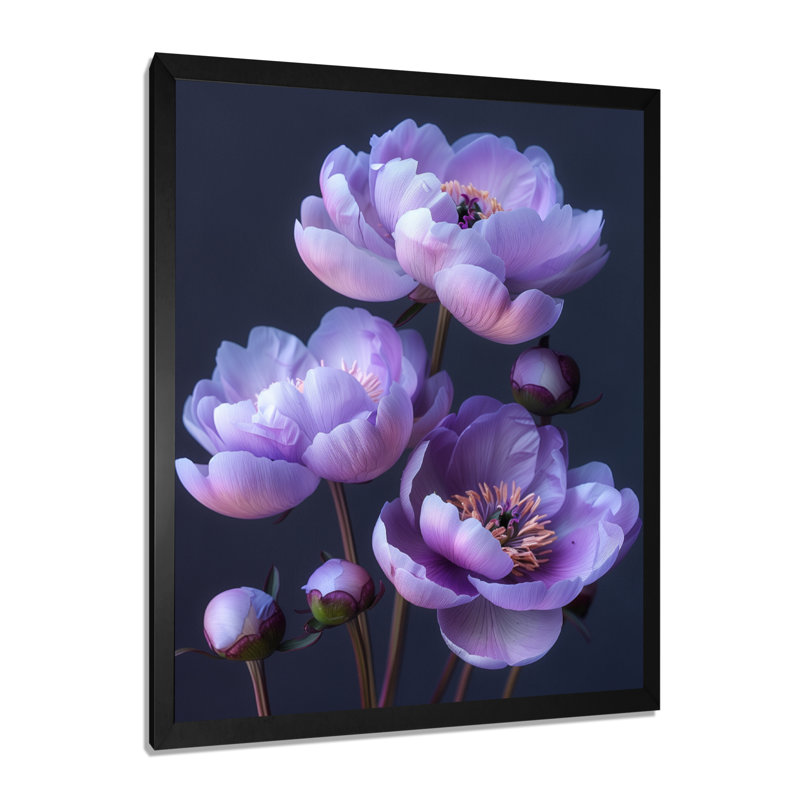 Ruhl - pivoines, salon d'art mural, H 12 po x l 20 po, Cadre noir